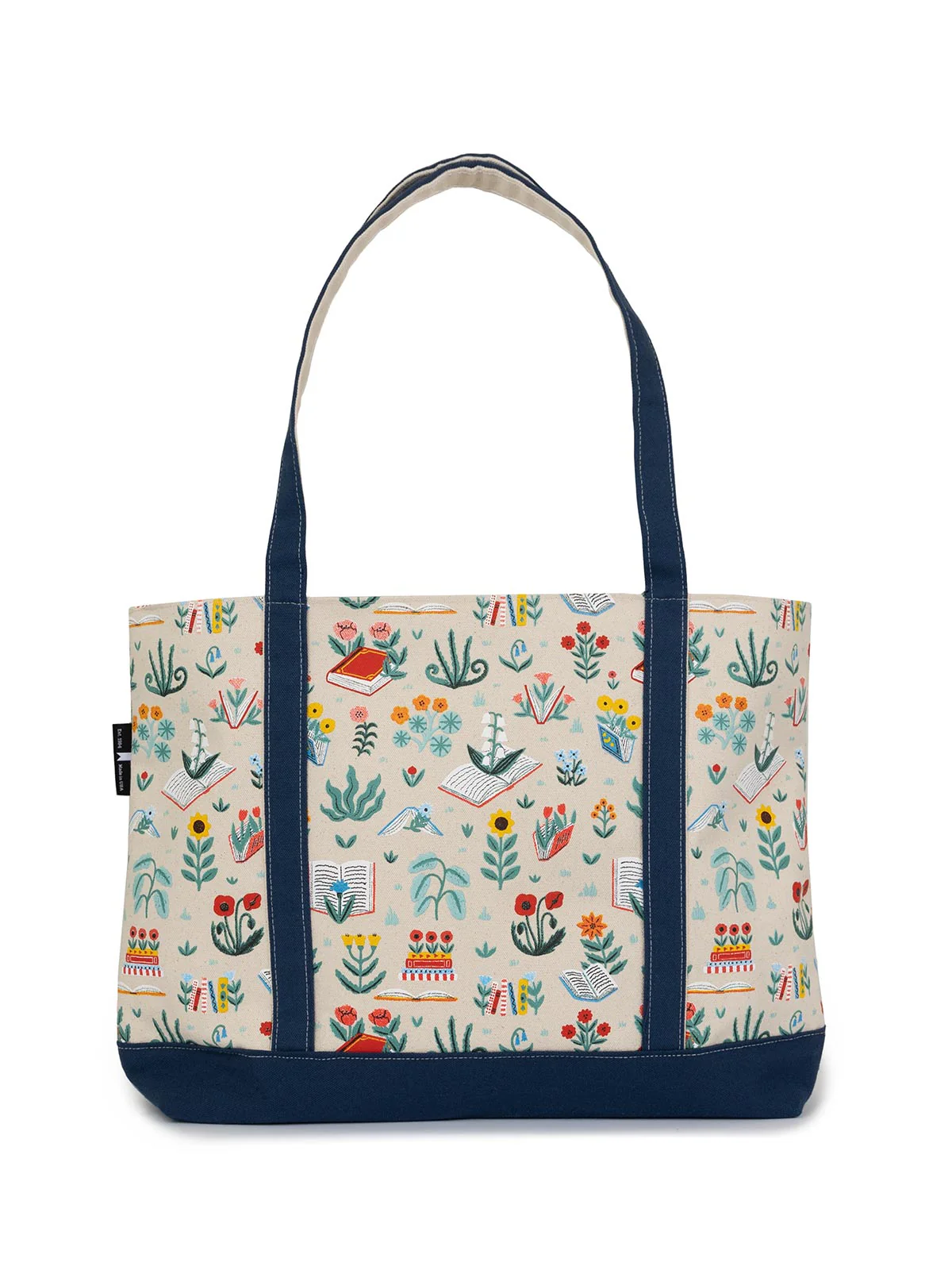 Books & Blooms large zippered tote