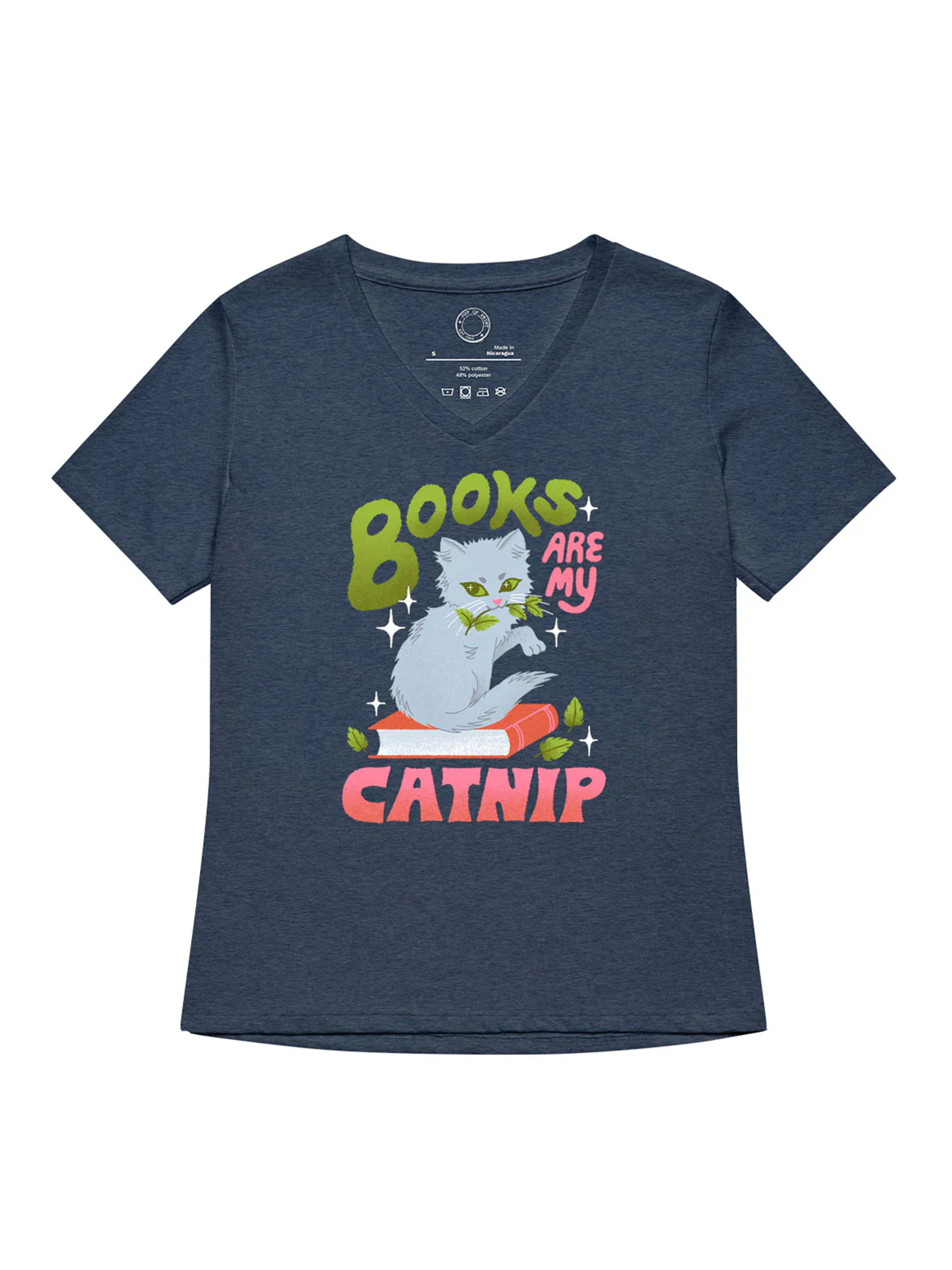 Books Are My Catnip Women's V-Neck T-Shirt (Print Shop)