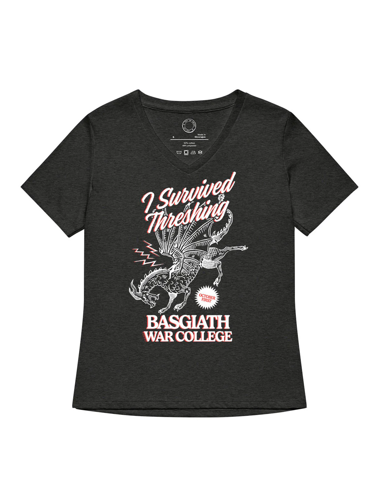 Fourth Wing: I Survived Threshing Women's V-Neck T-Shirt (Print Shop)