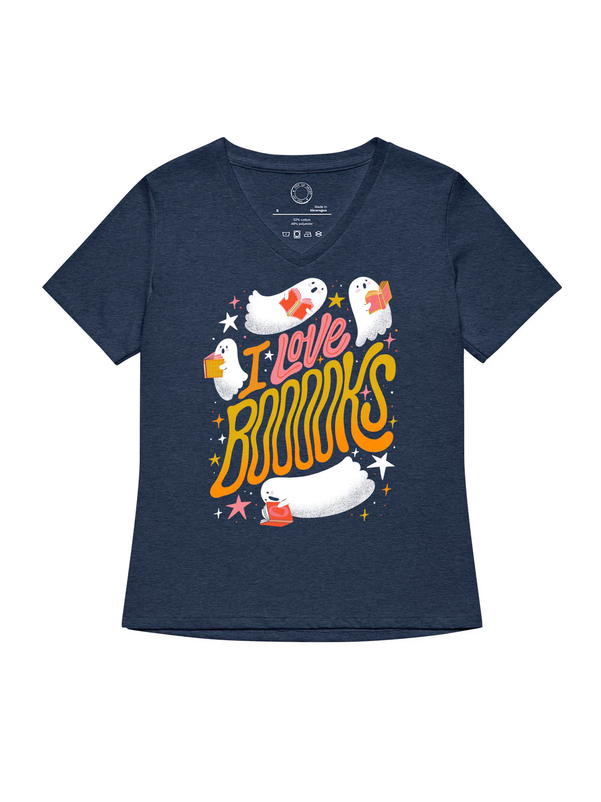 I Love Booooks Women's V-Neck T-Shirt (Print Shop)