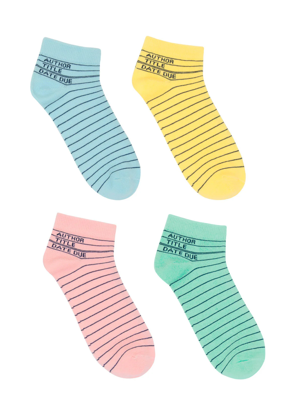 Library Card Ankle Socks 4-pack