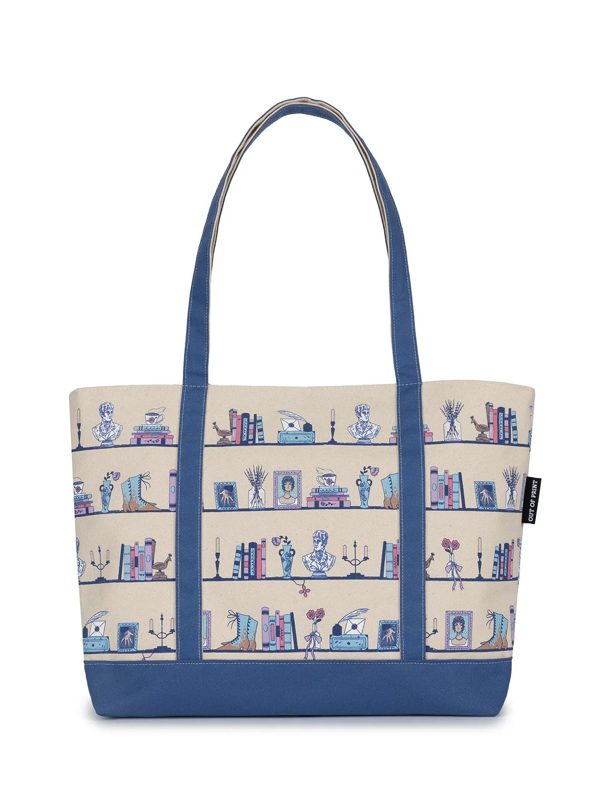 Pride and Prejudice Bookshelf large zippered tote