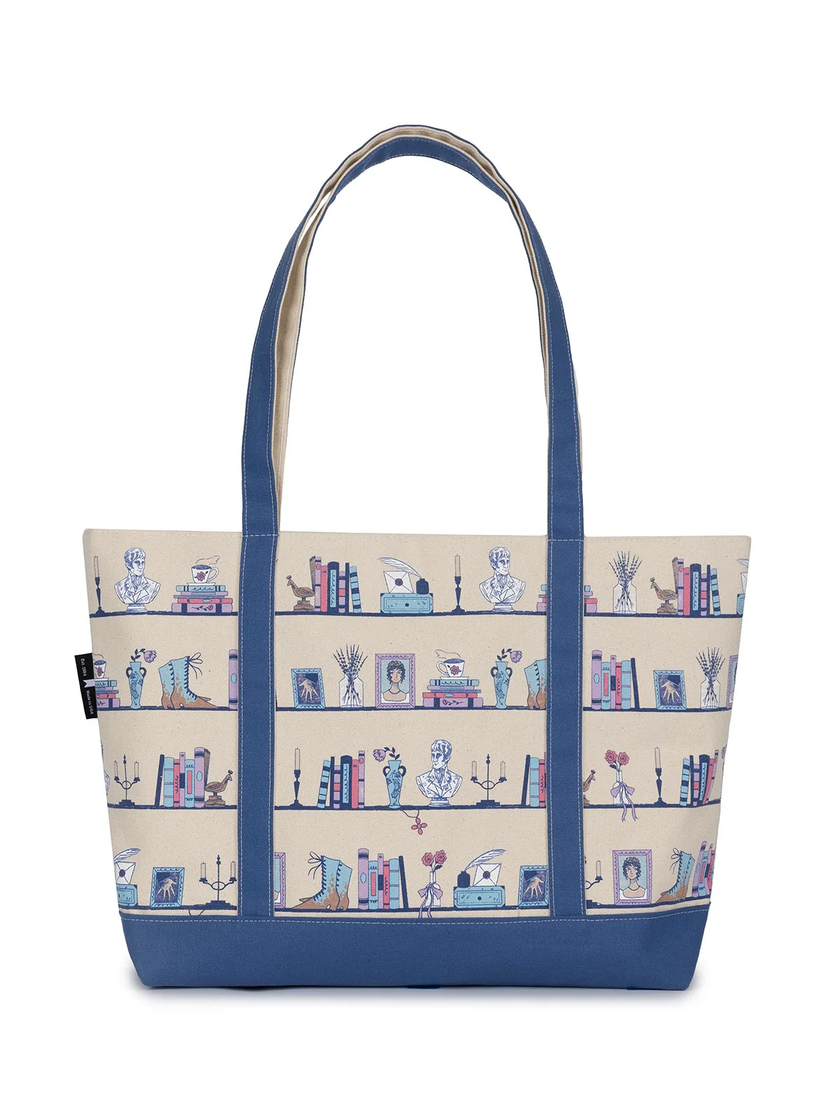 Pride and Prejudice Bookshelf large zippered tote - Image 2